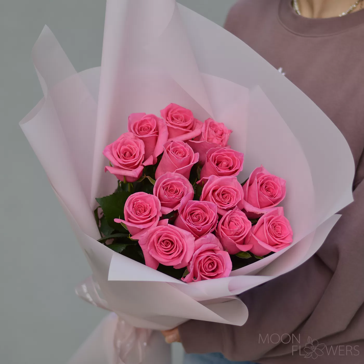 15 trandafiri roz 50-60 cm