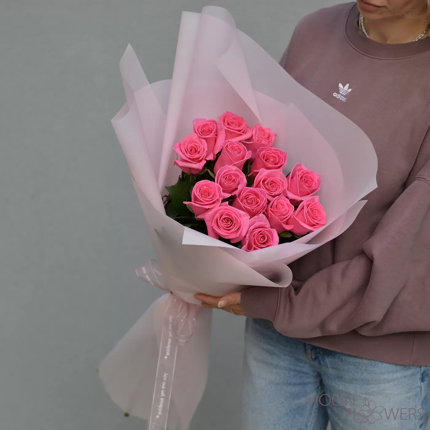 15 trandafiri roz 50-60 cm