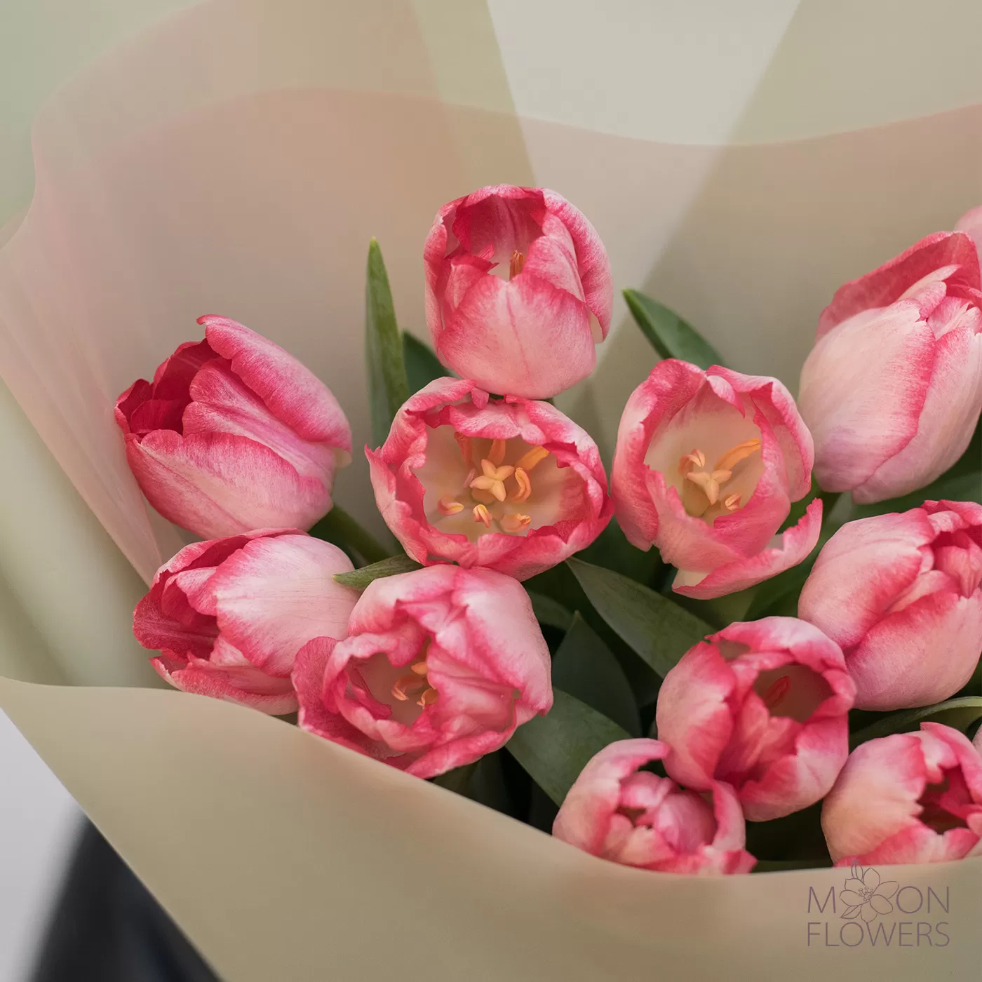 Buchet din 15 lalele roz