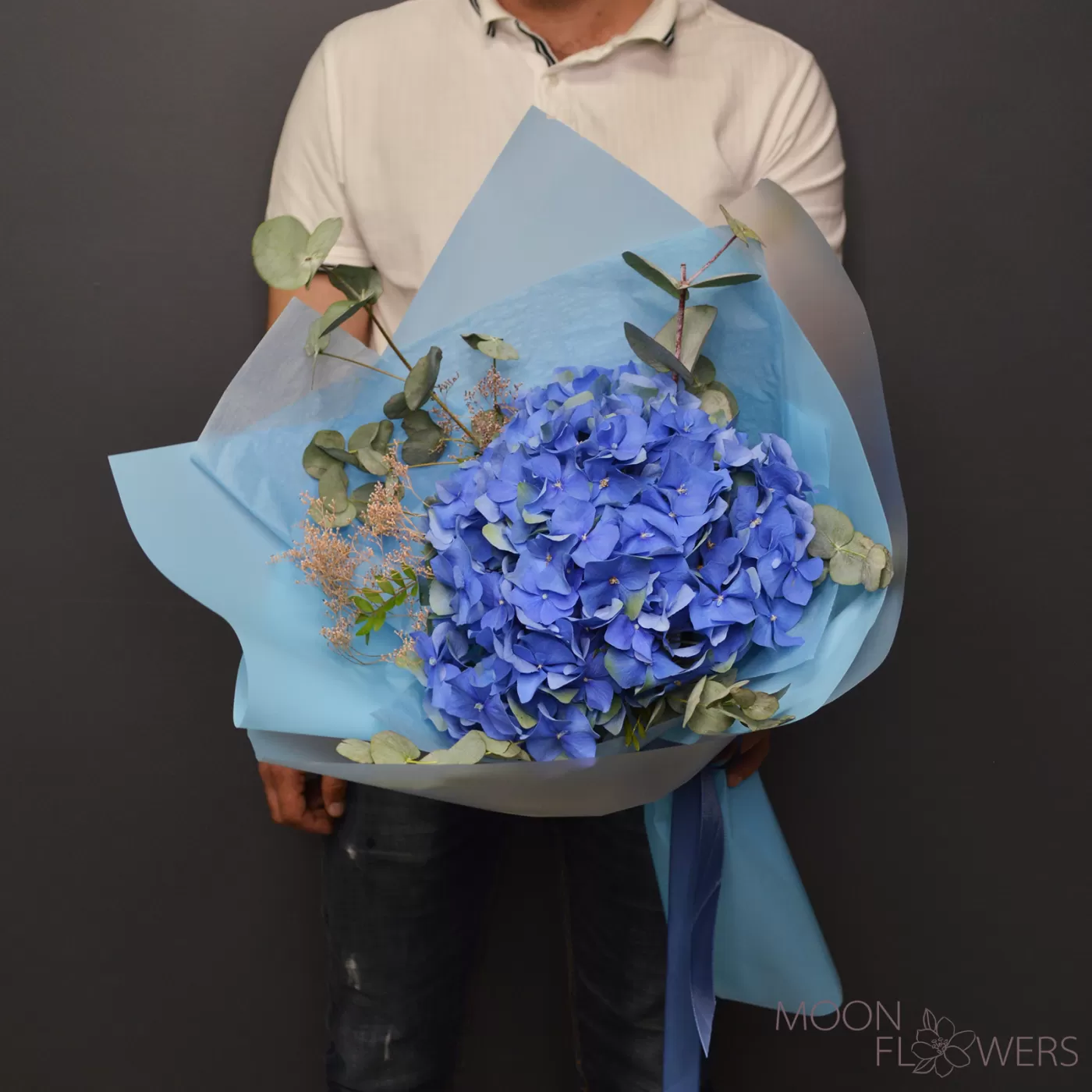Bouquet of blue hydrangea