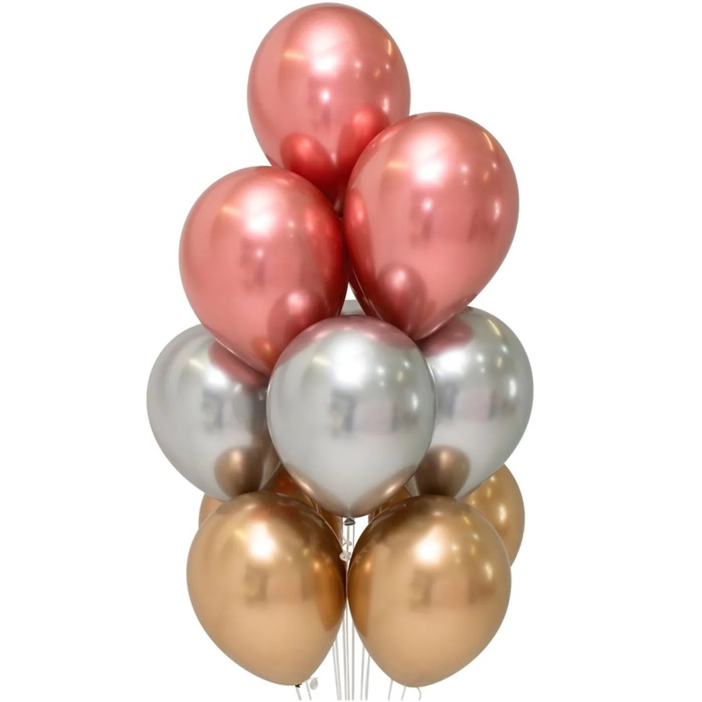 Set of silver, gold and pink balloons (12 pcs.)