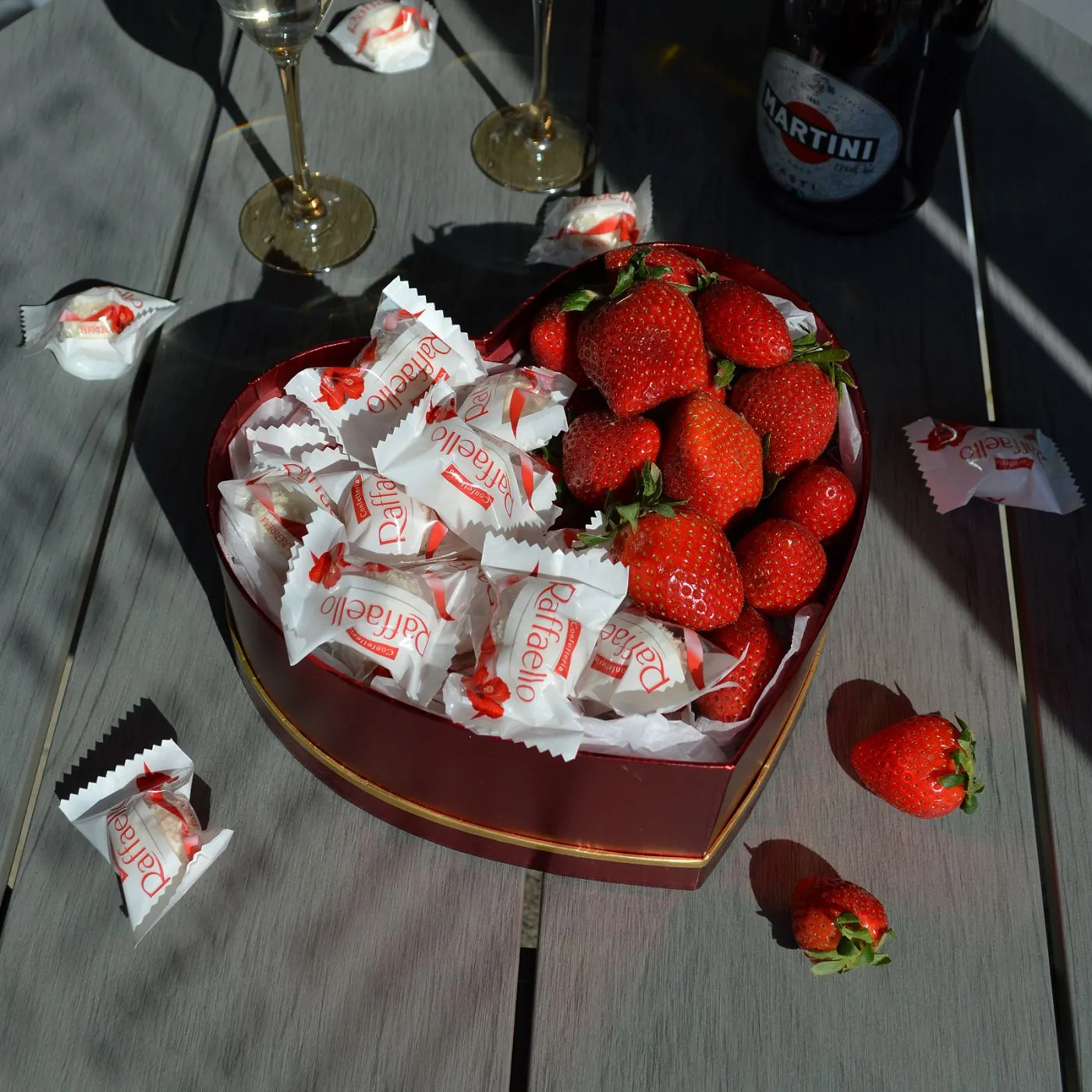 Heart with strawberries and Raffaello