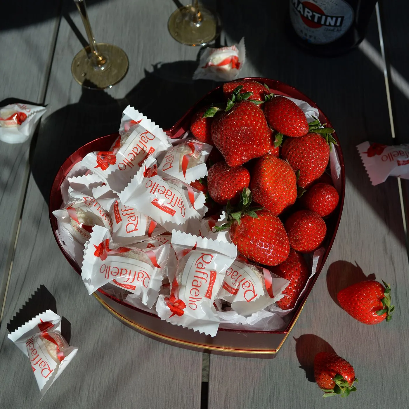 Heart with strawberries and Raffaello