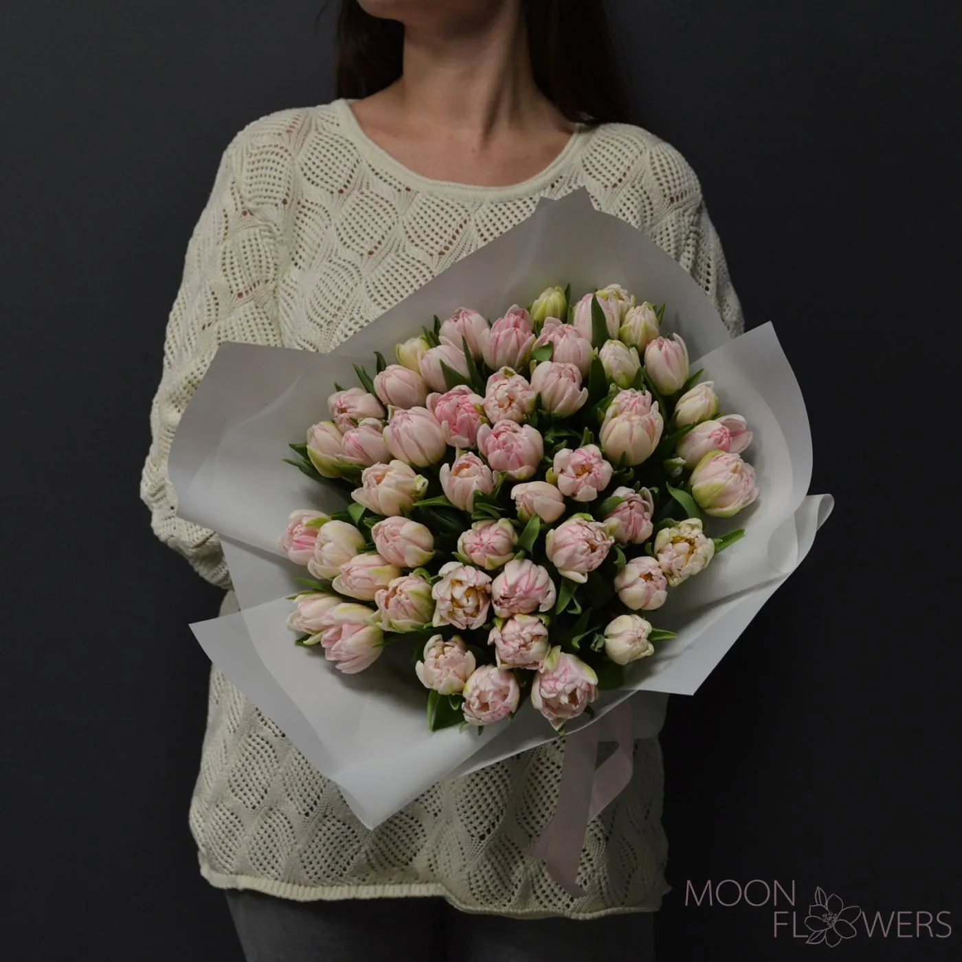 Pale pink double tulip