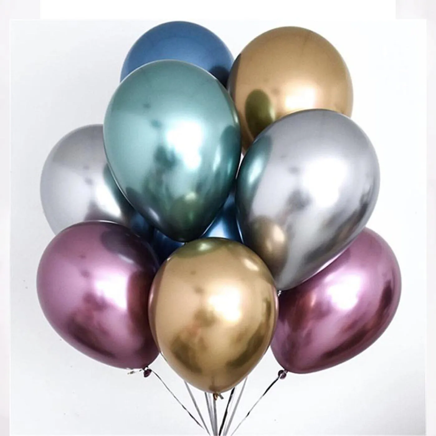 A set of multicolored chrome balloons (9 pcs.)